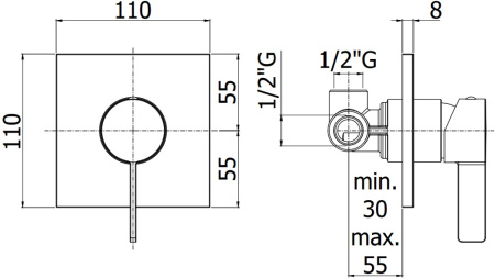 Смеситель Paffoni Rock RO010CR/M (с внутренней частью)