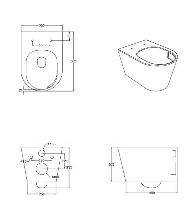 Унитаз Grossman Thin Rim GR-5604SQ (520х360х355) тонкий ободок,белый с тонкой крышкой,микролифт,смыв торнадо,1 место