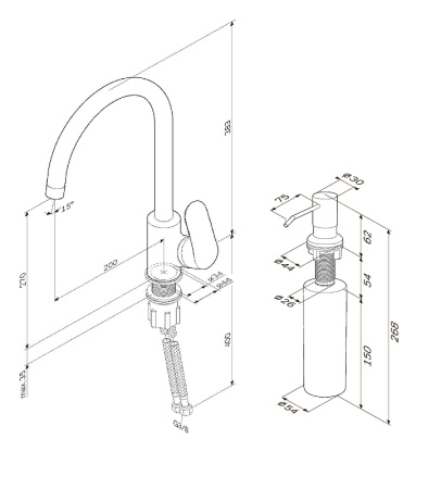 Смеситель для кухонной мойки AM.PM Like F8007D11 Сатин Смеситель для кухонной мойки AM.PM Like F8007D11 Сатин