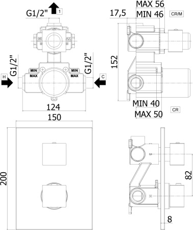 Смеситель Paffoni Elle LEQ513NO/M (с внутренней частью)