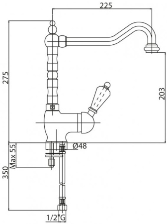 Смеситель для раковины Cezares Vintage VINTAGE-LSM2-01-Sw с донным клапаном