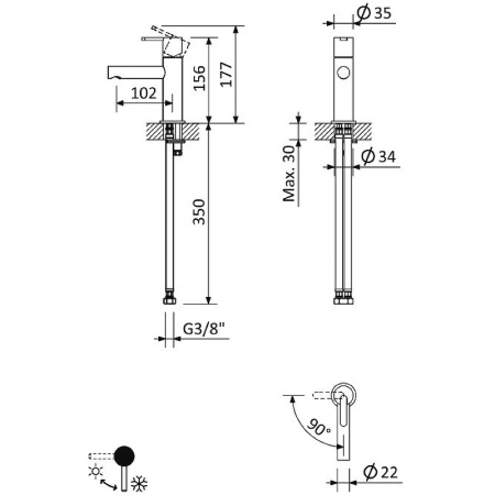 Смеситель для раковины Cezares Leaf LEAF-LSM1-L-01-W0 Хром