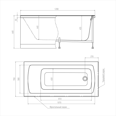 Акриловая ванна ERLIT Гарда 120