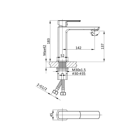 Смеситель для раковины Vincea Next VBF-1N1MB однорычажный, черный Смеситель для раковины Vincea Next VBF-1N1MB однорычажный, черный