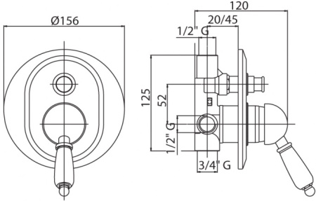 Смеситель для душа Cezares Vintage VINTAGE-VDIM-02-Sw с внутренней частью Смеситель для душа Cezares Vintage VINTAGE-VDIM-02-Sw с внутренней частью