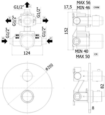 Смеситель Paffoni Light LIQ019CR (с внутренней частью)