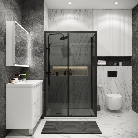 Душевая боковая стенка Grossman Cosmo 200.K33.02.100.21.10 (100х195) черный матовый,стекло тонированное, 1 место