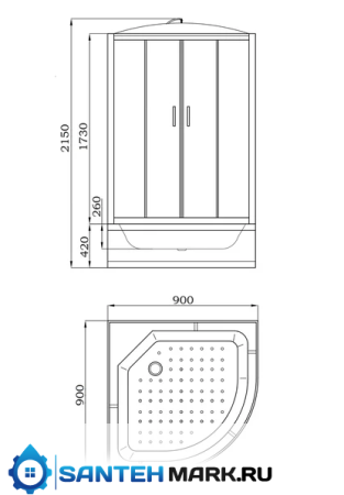 Душевая кабина Parly EB921 (90х90х215)