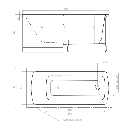 Акриловая ванна ERLIT Гарда 120