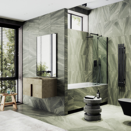 Шторка на ванну MaybahGlass в широком профиле, 8 мм, Стекло Бесцветное, 30x140 (MGV-248-6ш)