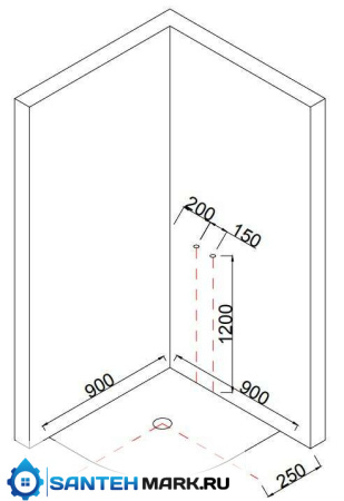 Душевая кабина Taliente 90x90 см, рифленое стекло, профиль матовый хром, с высоким поддоном