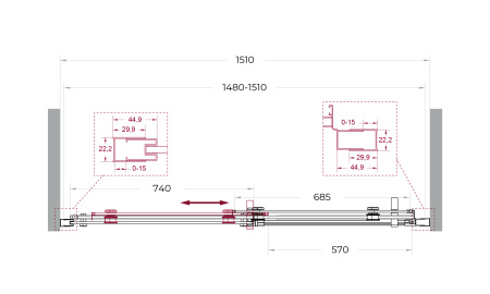 Душевая дверь в нишу BelBagno MARINO-2-BF-1-150-C-GM