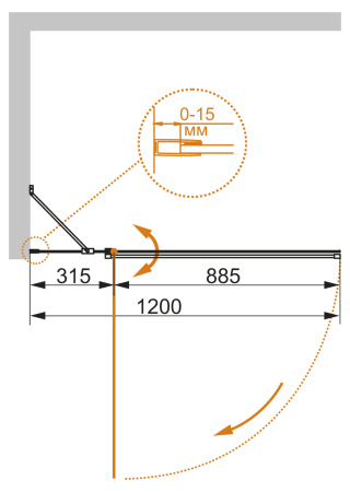 Шторка на ванну CEZARES ECO-O-V-11-120/140-C-Cr