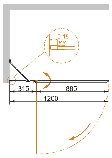 Шторка на ванну CEZARES ECO-O-V-11-120/140-C-Cr