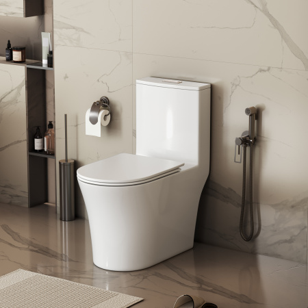 Унитаз Grossman Thin Rim GR-5607SQ (656х370х796) тонкий ободок,белый с тонкой крышкой,микролифт,смыв торнадо,1 место