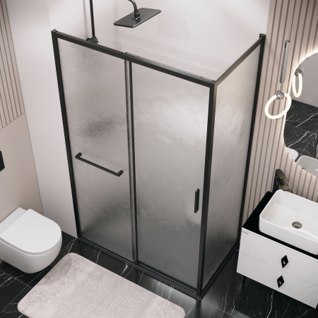 Душевая боковая стенка Grossman Style 200.K33.05.100.21.02 (100х195) черный матовый,стекло шиншилла, 1 место