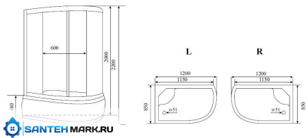 Душевая кабина Timo Lux T-7720 R 120x85