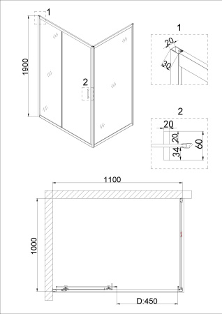 Душевая дверь в нишу Niagara Nova NG-62-11A 110x190