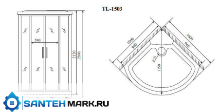Душевая кабина Timo Lux TL-1503 100x100