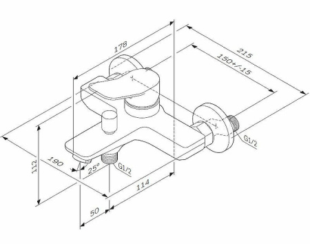 Смеситель для ванны AM.PM X-Joy F85A10000 Хром