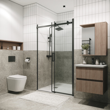 Душевая дверь в нишу Grossman Classic 100.K33.04.160.42.00 (160х195) графит сатин,стекло прозрачное,раздвижная, 1 место