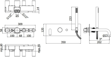 Смеситель Paffoni Jo JO001NO (с внутренней частью)