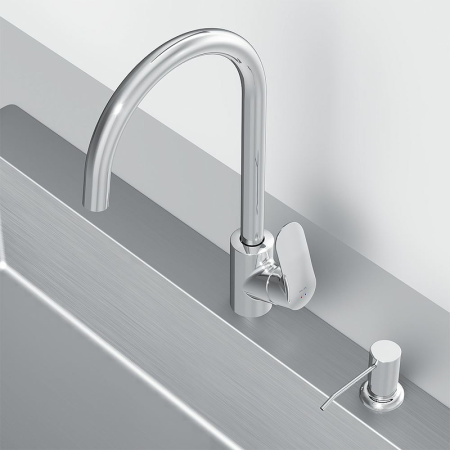 Смеситель для кухонной мойки AM.PM Like F8007T00 с дозатором для моющего средства Хром