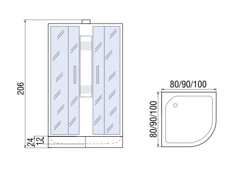 Душевая кабина МОНОМАХ Б/К  90/24 С МЗ