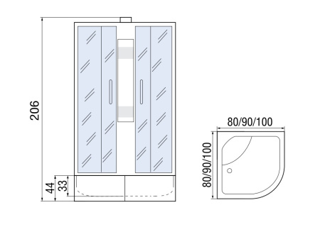 Душевая кабина МОНОМАХ Б/К 100/44 С МЗ