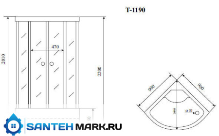 Душевая кабина Timo Standart T-1190 90x90 Душевая кабина Timo Standart T-1190 90x90