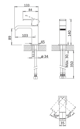 Смеситель для раковины CEZARES PORTA-LS1-SR