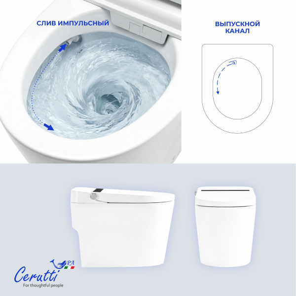 Унитаз Ceruttispa АФРА (AFRA) Smart CT12152 с дистанционным управлением (680x440x395)