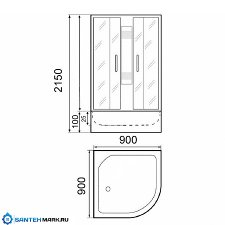 Душевая кабина Parly AE911 (90х90х210)