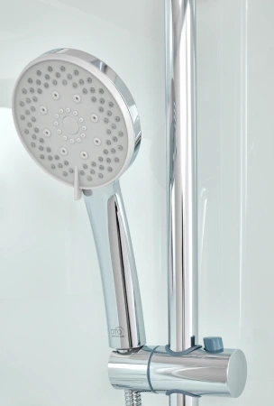 Душевая кабина DTO LM909 с гидромассажем и электрикой(90х90х215) низкий поддон(15см), профиль хром, стекло матовое(5мм), 3места