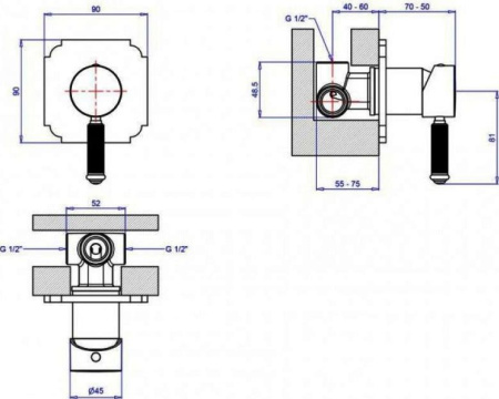 Смеситель для душа Cezares Olimp OLIMP-DIM2-03/24-L с внутренней частью