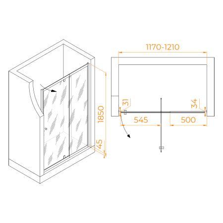 Душевая дверь в нишу RGW PA-02B NEW 1200