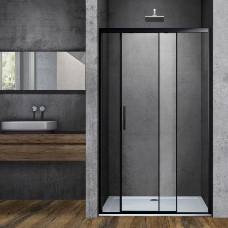 Душевая дверь в нишу Vincea Soft VDS-3SO120CLB, 1200, черный, стекло прозрачное