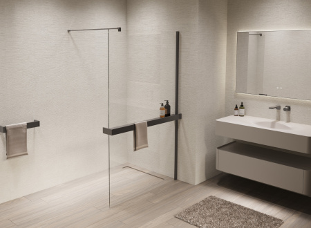 Душевая перегородка Vincea Walk-In VSW-1HR100CLGM, 1000*2000, вороненая сталь, стекло прозрачное