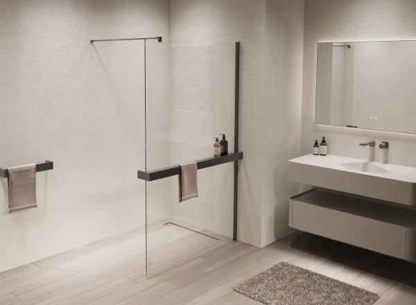 Душевая перегородка Vincea Walk-In VSW-1HR900CLGM, 900*2000, вороненая сталь, стекло прозрачное