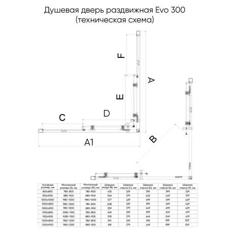 Душевой уголок Veconi Evo 300 G, 1000х800x1950, золото брашинг, прозрачное стекло