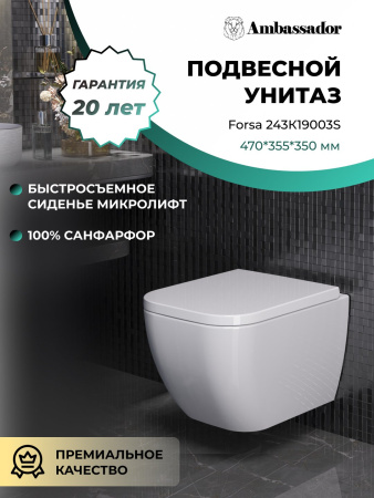 Унитаз Ambassador Forsa 243K19003S (475*360*350) подвесной , 2 места