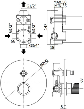 Смеситель Paffoni Jo JO015CR (с внутренней частью)