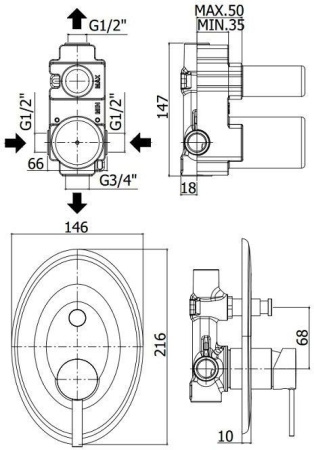 Смеситель Paffoni Berry BR015CR (с внутренней частью)