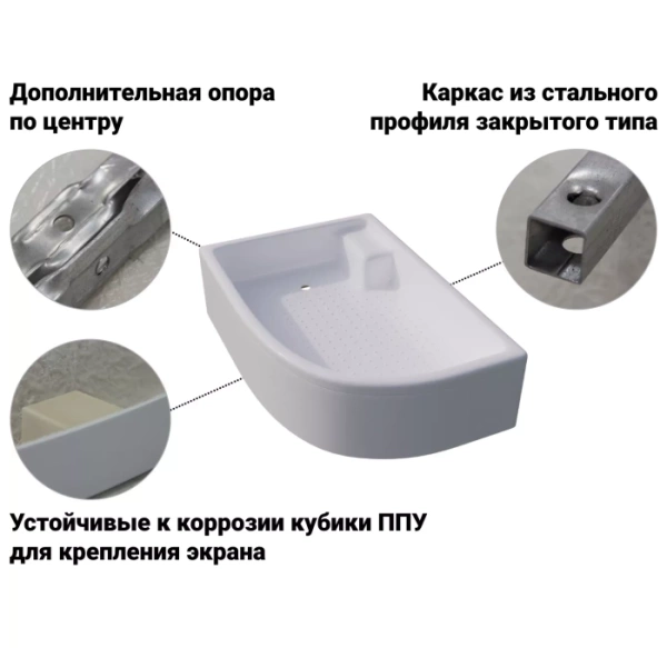 Поддон для душа SanDav ПД18 120х80 1/4 круга, средний с сиденьем, левый (Щ0000038231)