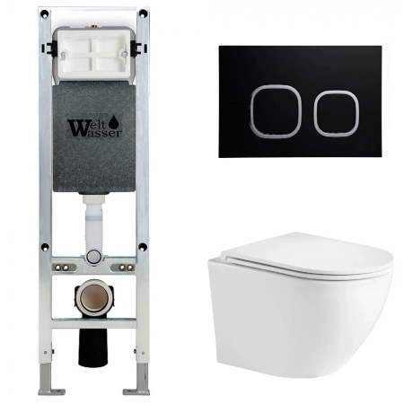 Комплект Weltwasser 10000011405 подвесной унитаз Merzbach 043 MT-WT + инсталляция Amberg 350 ST + кнопка Amberg RD-BL