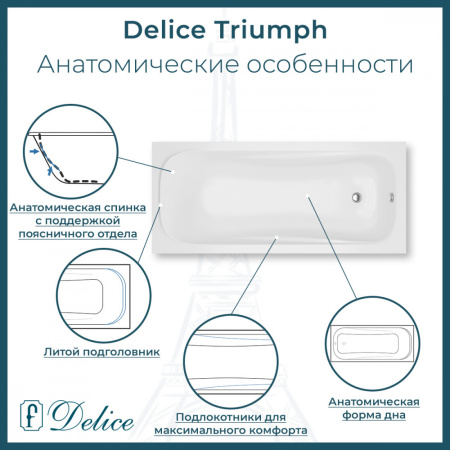 Ванна Ванна Delice Triumph 170х75 матовая (в комплекте только ванна, без ножек и слива-перелива)