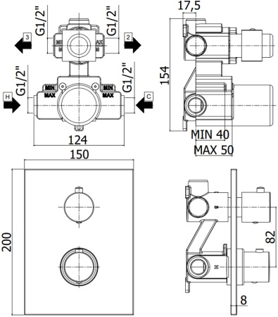 Смеситель Paffoni Light LIQ518CR/M (с внутренней частью)