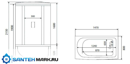 Душевая кабина Timo Eco TE-0750 148x80 Душевая кабина Timo Eco TE-0750 148x80