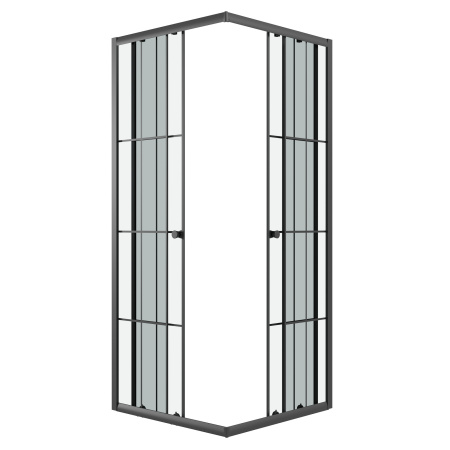 Душевой уголок Niagara Eco NG-1008-14QKL (80х80х190) квадрат,раздвижное,черный,стекло клетка,1 место, без поддона в комплекте