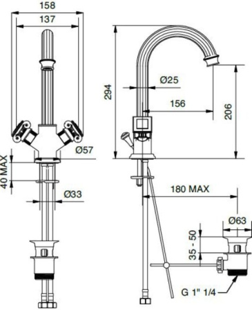 Смеситель для раковины Cezares Olimp OLIMP-LS2-03/24-O с донным клапаном Смеситель для раковины Cezares Olimp OLIMP-LS2-03/24-O с донным клапаном